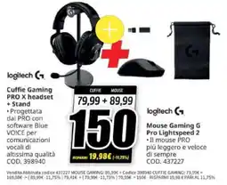 MediaWorld Logitech Cuffie Gaming PRO X headset + Stand offerta