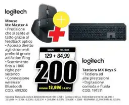 MediaWorld logitech Mouse Mx Master 4 + Tastiera MX Keys S offerta