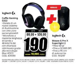 MediaWorld Logitech Cuffie Gaming G522 + Mouse G Pro X Superlight 2 offerta