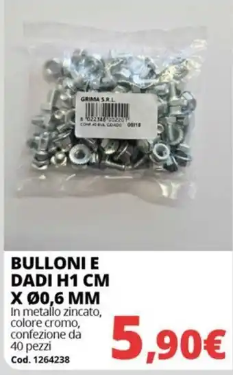Bulloni e dadi H1 cm x Ø0,6 mm