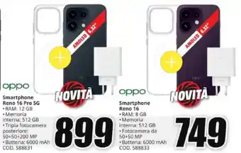 MediaWorld Oppo Smartphone Reno 16 Pro 5G offerta