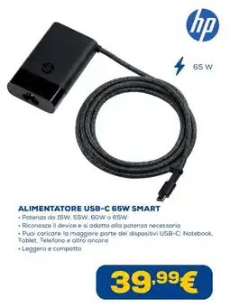 Euronics Alimentatore USB-C 65W Smart HP offerta