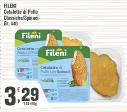 Conté Supermercati Fileni Cotolette di Pollo con Spinaci offerta