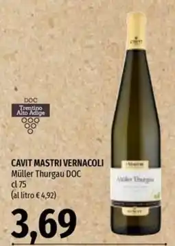 Emi Supermercati Cavit Mastri Vernacoli Müller Thurgau DOC offerta