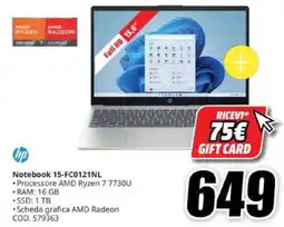 MediaWorld hp Notebook 15-FC0121NL offerta