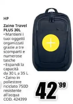 MediaWorld HP Zaino Travel PLUS 30L offerta