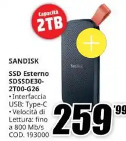 MediaWorld Sandisk SSD Esterno offerta