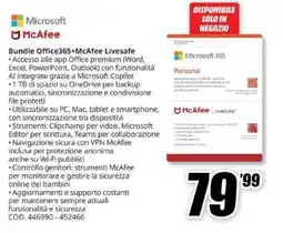 MediaWorld Microsoft 365 Personal + McAfee LiveSafe offerta
