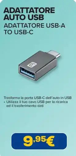 Euronics Adattatore auto usb adattatore usb-a to usb-c offerta