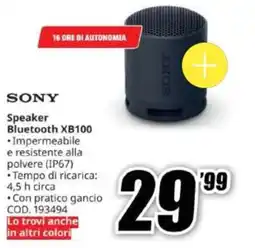 MediaWorld Sony Speaker Bluetooth XB100 offerta