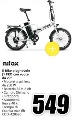 MediaWorld nilox E-bike pieghevole J1 PRO con ruote da 20" offerta