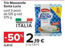 Carrefour Iper Tris Mozzarella Santa Lucia offerta