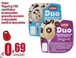 Elite Selex Yogurt g 150 comflakes al cioccolato granella nocciole e cioccolato anelli al cioccolato offerta