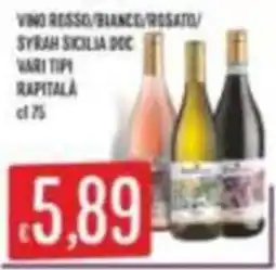 Mercadò Vino rosso/bianco/rossato/syrah sicilia doc vari tipi rapitalà offerta