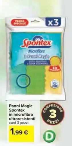 Carrefour Iper Panni Magic Spontex in microfibra ultraresistenti offerta