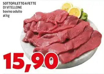 Sottofiletto a fette di vitellone bovino adulto