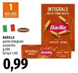 Emi Supermercati Barilla pasta integrale assortita offerta