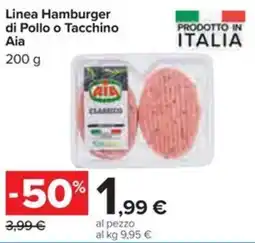 Carrefour Iper Linea Hamburger di Pollo o Tacchino Aia offerta
