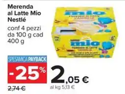 Carrefour Iper Merenda al Latte Mio Nestlé offerta