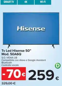 Carrefour Iper Tv Led Hisense 50" offerta
