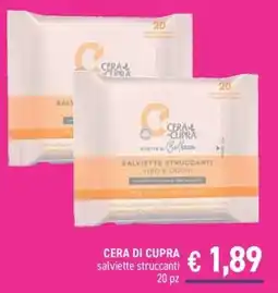 Determarket Cera di Cupra salviette struccanti offerta
