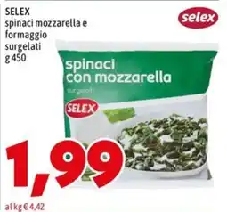 MEGA SELEX spinaci con mozzarella offerta