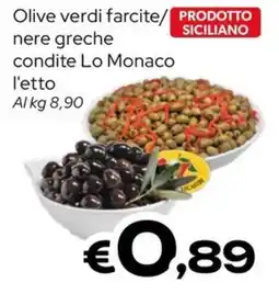 MAX Supermercati Olive verdi farcite/nere greche condite Lo Monaco offerta