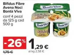 Carrefour Iper Bifidus Fibre Avena Noci Bontà Viva offerta
