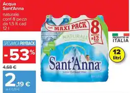 Carrefour Iper Acqua Sant'Anna naturale offerta