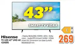 Extracoop Hisense TV LED 43" UHD 4K 43A69S offerta