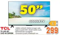 Extracoop TCL TV LED 50" UHD 4K 50P69K offerta
