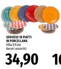 Emi Supermercati Servizio 18 piatti in porcellana Villa D'Este offerta