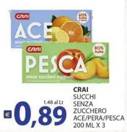 Supermercati Bruscoli CRAI succhi senza zucchero offerta