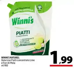 A&O Winni's Naturel Detersivo Piatti concentrato Lime e Fiori di Mela offerta