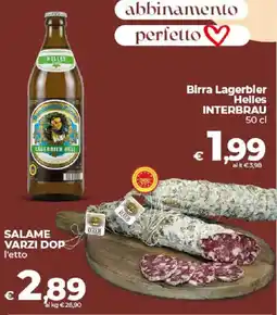 Ipercoop Radenza Birra Lagerbier Helles Interbrau offerta