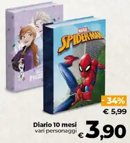 Ipercoop Radenza Diario 10 mesi vari personaggi offerta