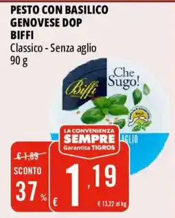 Tigros Pesto con basilico genovese dop Biffi Classico - Senza aglio offerta