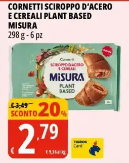 Tigros Cornetti sciroppo d'acero e cereali plant based Misura offerta