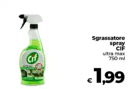 Ipercoop Radenza Sgrassatore spray CIF ultra max offerta