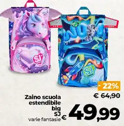 Ipercoop Radenza Zaino scuola estendibile big SJ offerta