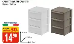 Tigros Cassettiera tre cassetti Bianco - Tortora offerta