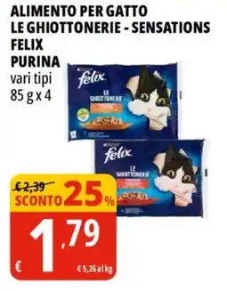Tigros Alimento per gatto Felix Purina Le Ghiottonerie offerta