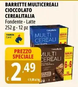 Tigros Barrette multicereali cioccolato cerealitalia offerta