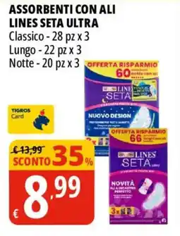 Tigros Assorbenti con ali Lines Seta Ultra offerta