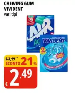 Tigros Chewing gum Vivident vari tipi offerta