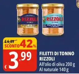 Tigros Filetti di tonno Rizzoli offerta
