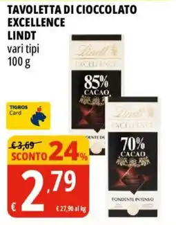 Tigros Tavoletta di cioccolato excellence Lindt offerta