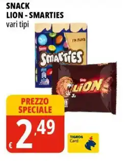 Tigros Snack Lion - Smarties vari tipi offerta
