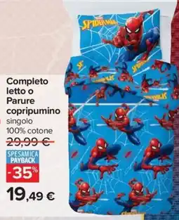 Carrefour Iper Completo letto o Parure copripiumino singolo offerta