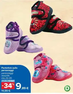 Carrefour Iper Pantofole asilo personaggi offerta